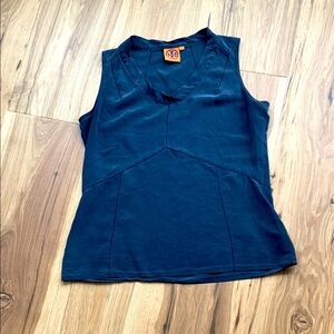 Tory Burch Navy Blue silk sleeveless dress shirt / blouse 8